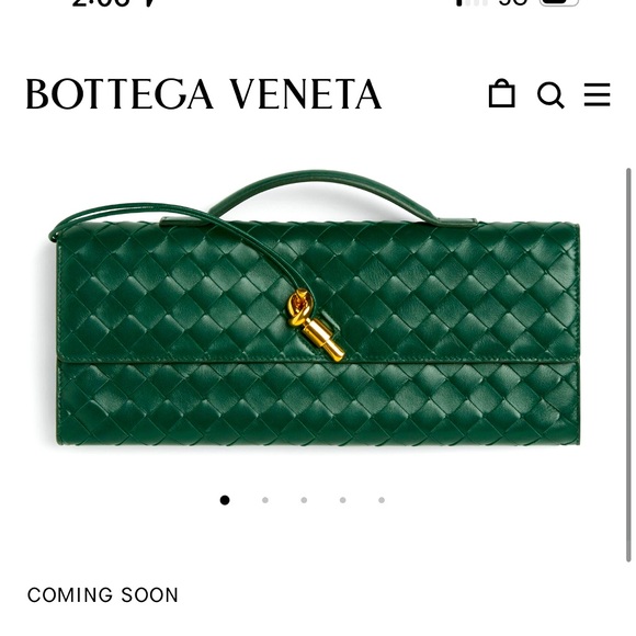 Bottega Veneta Handbags - Bottega Veneta Andiamo Clutch Emerald Color
